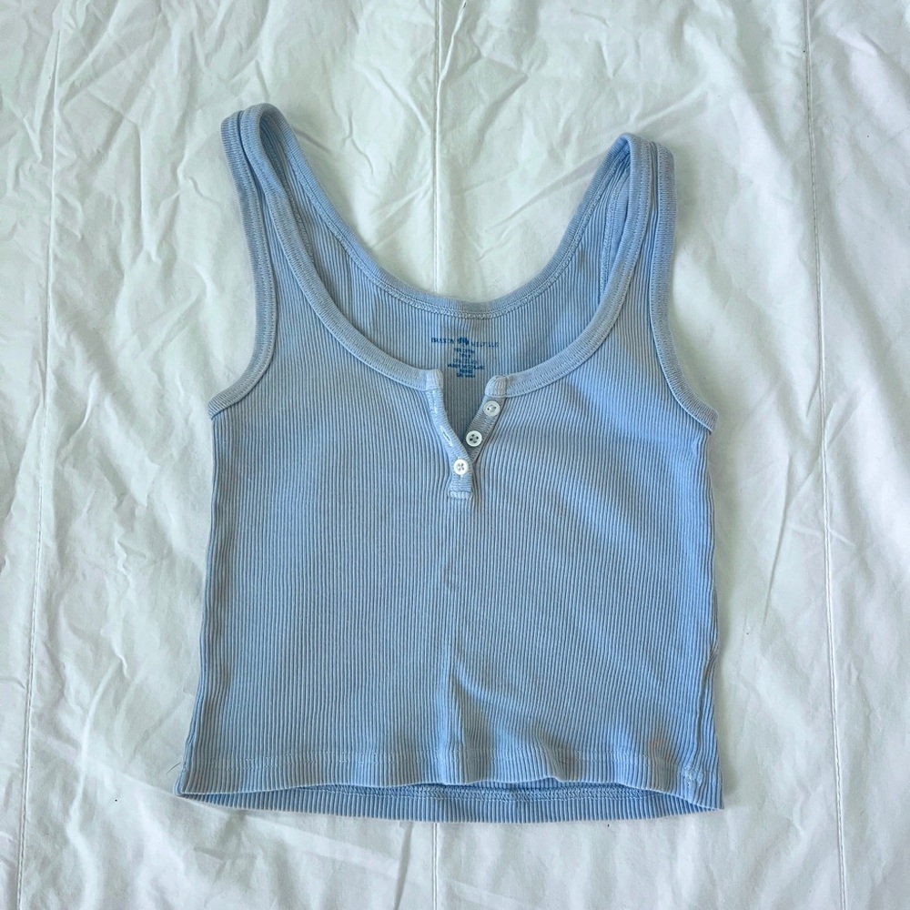 Brandy Melville Dalis Light Blue Ribbed Tank Top